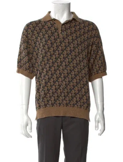 Pre-owned Cactus Jack Dior 2022 Oblique Jacquard Polo Shirt In Brown