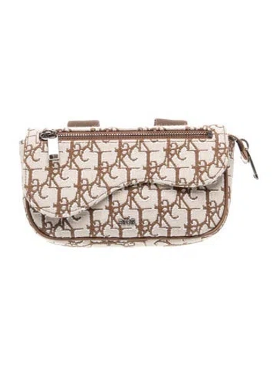 Pre-owned Cactus Jack Dior Canvas Saddle Pouch In Neutral