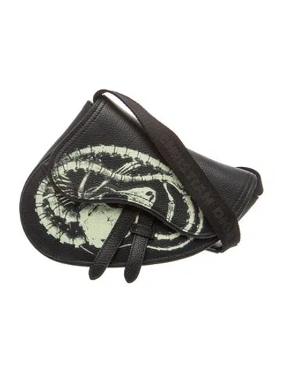 Pre-owned Cactus Jack Dior Leather Shoulder Bag Mini In Black