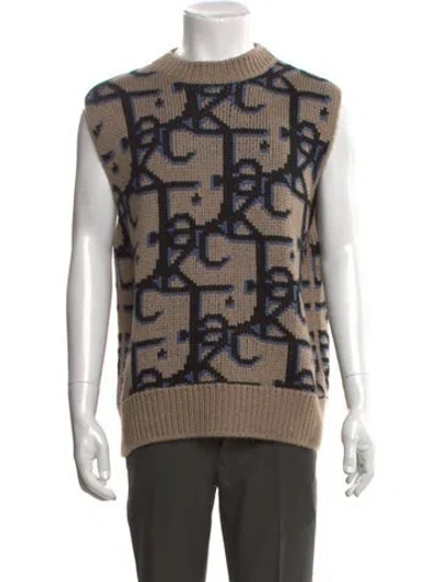 Pre-owned Cactus Jack Dior Oblique Jacquard Cashmere Sweater Vest In Brown