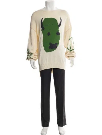 Pre-owned Cactus Jack Dior Virgin Wool Graphic Print Pullover In Neutral