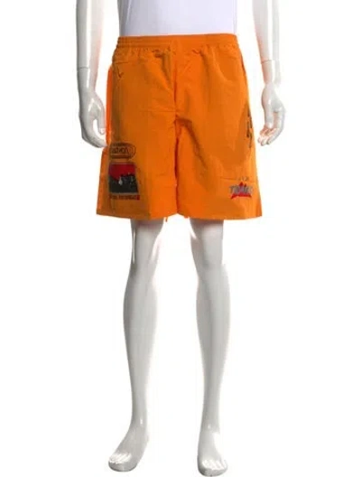 Pre-owned Cactus Jack Graphic Print Athletic Shorts In Orange