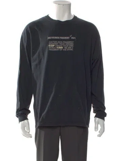 Pre-owned Cactus Jack Graphic Print Crew Neck Henley In Black