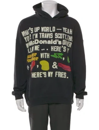 Pre-owned Cactus Jack Graphic Print Crew Neck Hoodie In Black