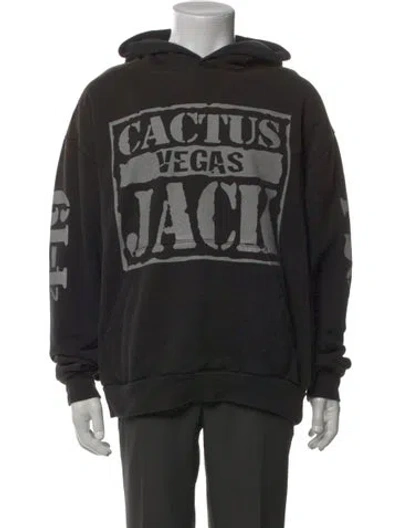 Pre-owned Cactus Jack Graphic Print Crew Neck Hoodie In Black