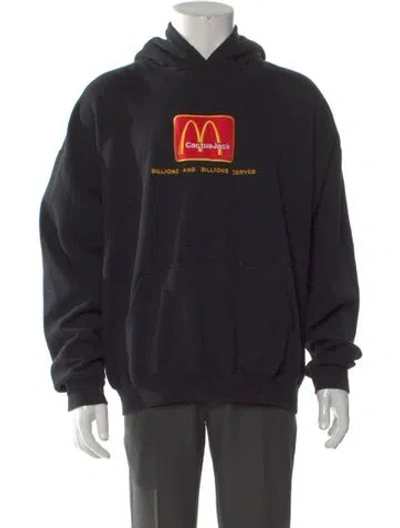 Pre-owned Cactus Jack Graphic Print Crew Neck Hoodie In Black