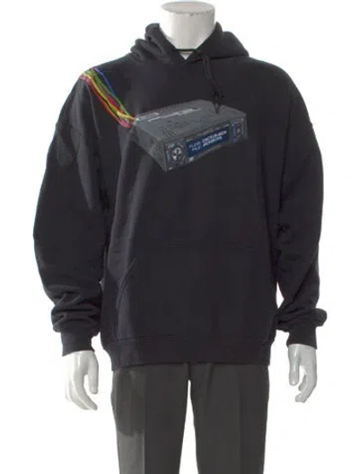 Pre-owned Cactus Jack Graphic Print Crew Neck Hoodie In Black