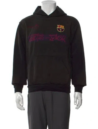 Pre-owned Cactus Jack Graphic Print Crew Neck Hoodie In Black
