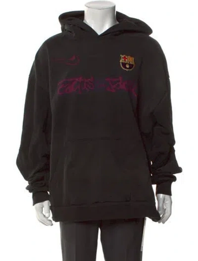 Pre-owned Cactus Jack Graphic Print Crew Neck Hoodie In Black