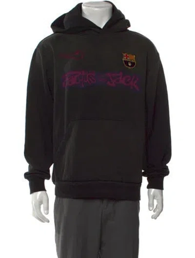 Pre-owned Cactus Jack Graphic Print Crew Neck Hoodie In Black
