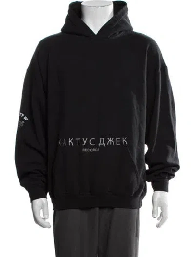 Pre-owned Cactus Jack Graphic Print Crew Neck Hoodie In Black