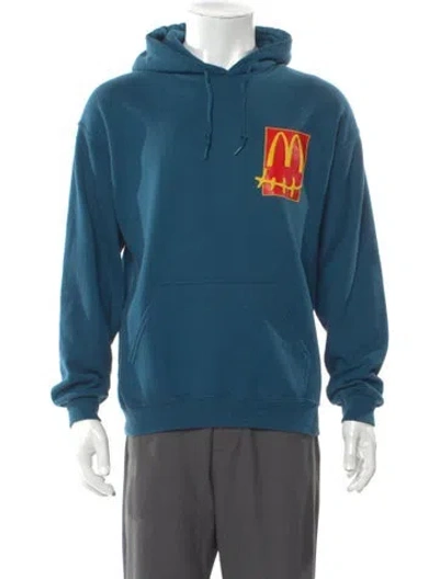 Pre-owned Cactus Jack Graphic Print Crew Neck Hoodie In Blue
