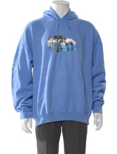 Pre-owned Cactus Jack Graphic Print Crew Neck Hoodie In Blue