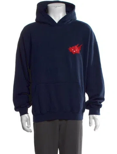 Pre-owned Cactus Jack Graphic Print Crew Neck Hoodie In Blue