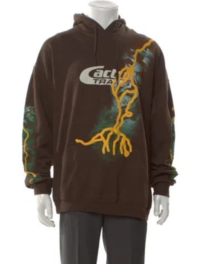 Pre-owned Cactus Jack Graphic Print Crew Neck Hoodie In Brown