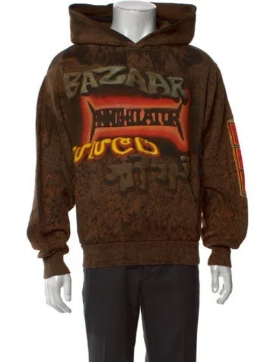 Pre-owned Cactus Jack Graphic Print Crew Neck Hoodie In Brown
