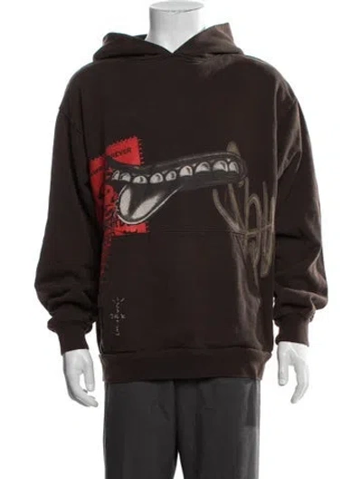 Pre-owned Cactus Jack Graphic Print Crew Neck Hoodie In Brown