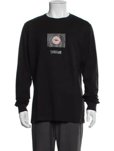 Pre-owned Cactus Jack Graphic Print Crew Neck Pullover In Black