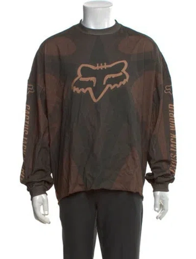 Pre-owned Cactus Jack Graphic Print Crew Neck T-shirt In Brown