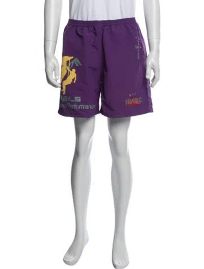 Pre-owned Cactus Jack Graphic Print Jogger Shorts In Purple