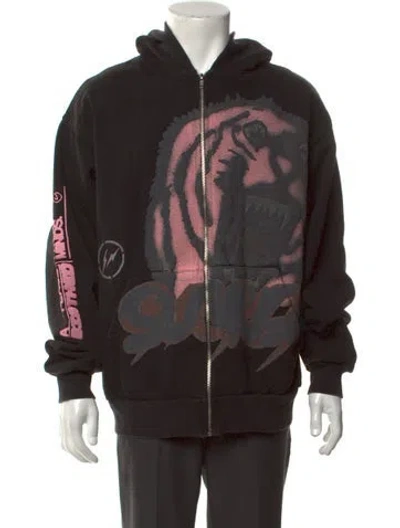Pre-owned Cactus Jack Graphic Print Open Front Hoodie In Black