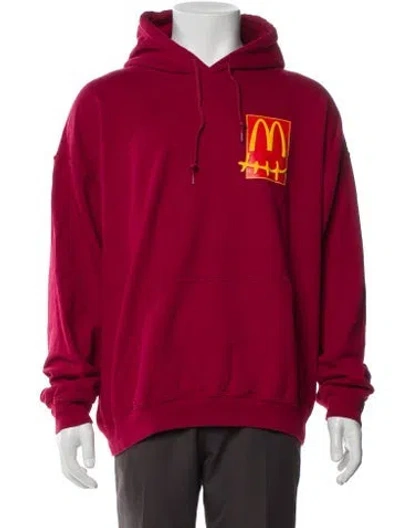 Pre-owned Cactus Jack Graphic Print V-neck Hoodie In Red