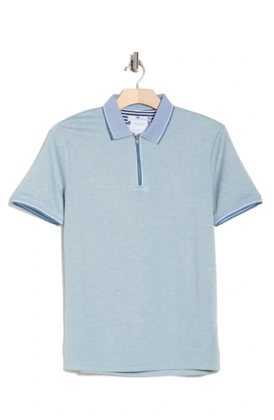 Cactus Man Contrast Tipping Zip Polo In Stone Blue