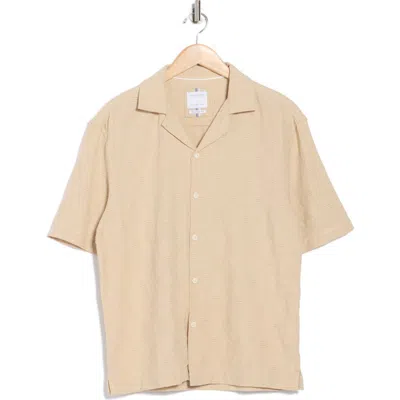 Cactus Man Diamond Textured Camp Shirt In Sand