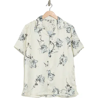 Cactus Man Floral Satin Finish Camp Shirt In Off White