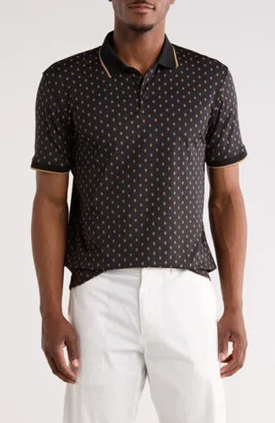 Cactus Man Geo Print Performance Polo In Black