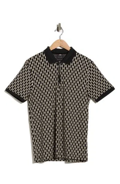 Cactus Man Geo Zip Polo In Black