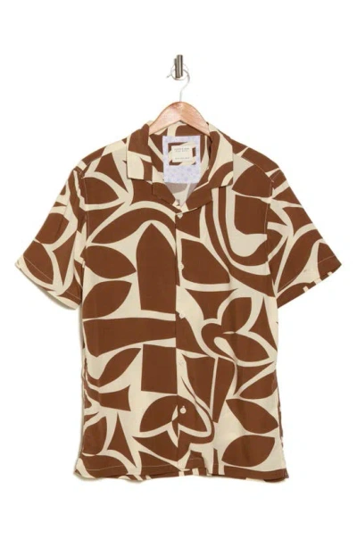 Cactus Man Geometric Short Sleeve Button-up Shirt In Cream