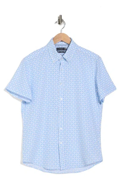 Cactus Man Geometric Short Sleeve Button-up Shirt In White/blue/pink
