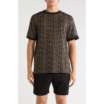 Cactus Man Greek Key Jacquard T-shirt In Brown
