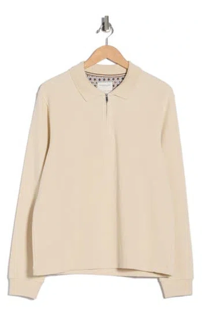 Cactus Man Quarter Zip Long Sleeve Polo In Neutral
