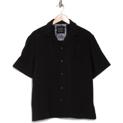 Cactus Man Relax Texture Short Sleeve Camp Shirt In Black