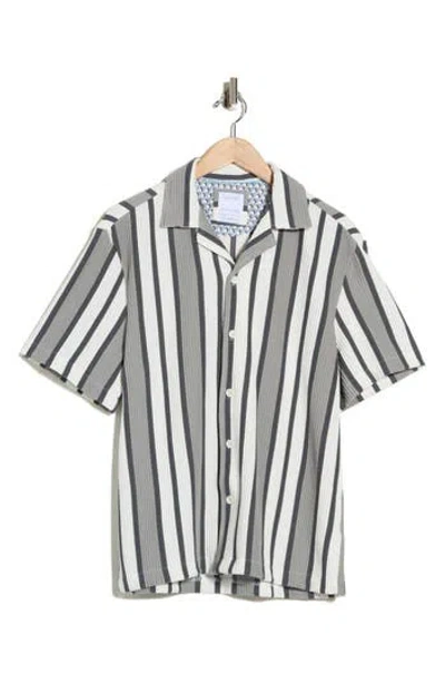 Cactus Man Relaxed Fit Stripe Camp Shirt In White