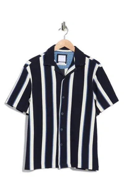 Cactus Man Relaxed Fit Vertical Stripe Camp Shirt In Blue