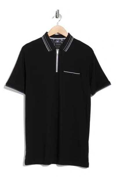 Cactus Man Short Sleeve Cotton Polo In Black