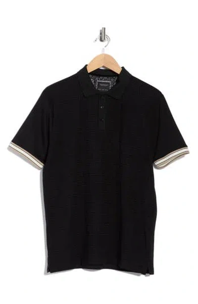 Cactus Man Short Sleeve Cotton Polo In Black