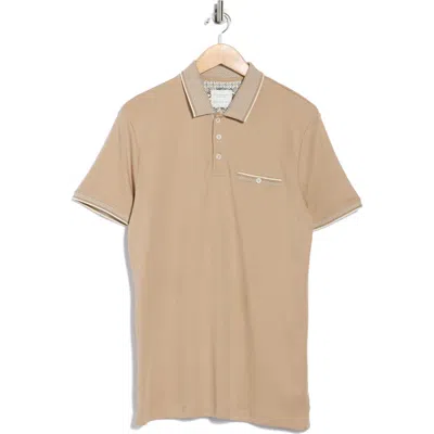 Cactus Man Short Sleeve Cotton Polo In Sand