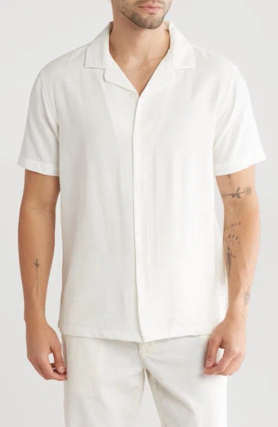 Cactus Man Short Sleeve Textured Cotton Camp Shirt In White