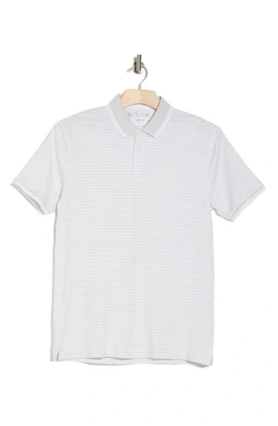 Cactus Man Stripe Cotton Blend Polo Shirt In Grey