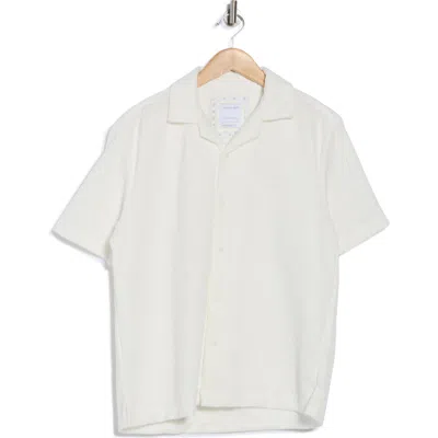 Cactus Man Texture Knit Camp Shirt In White