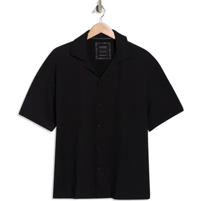 Cactus Man Texture Short Sleeve Button-up Shirt In Black