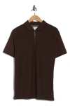 Cactus Man Texture Zip Polo In Brown