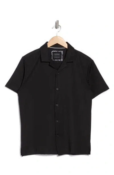 Cactus Man Textured Camp Shirt In Black