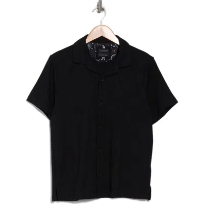 Cactus Man Textured Knit Camp Shirt In Black
