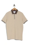 Cactus Man Textured Quarter Zip Knit Polo In Neutral