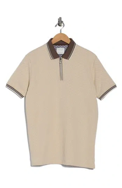 Cactus Man Textured Quarter Zip Knit Polo In Neutral